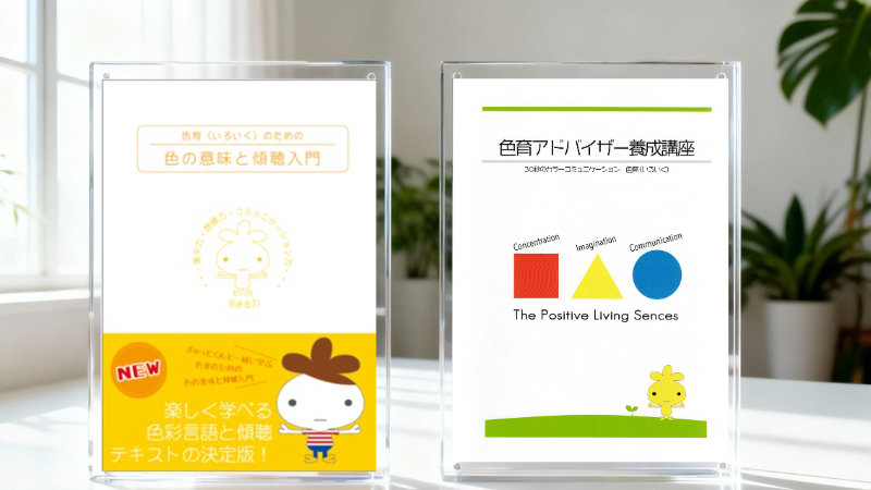 2日間集中コースで色育の先生。(ステップ1と2のテキスト)