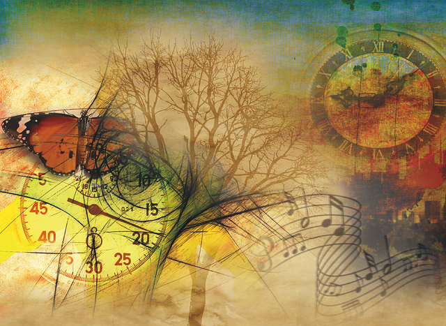 Clock and musical notes