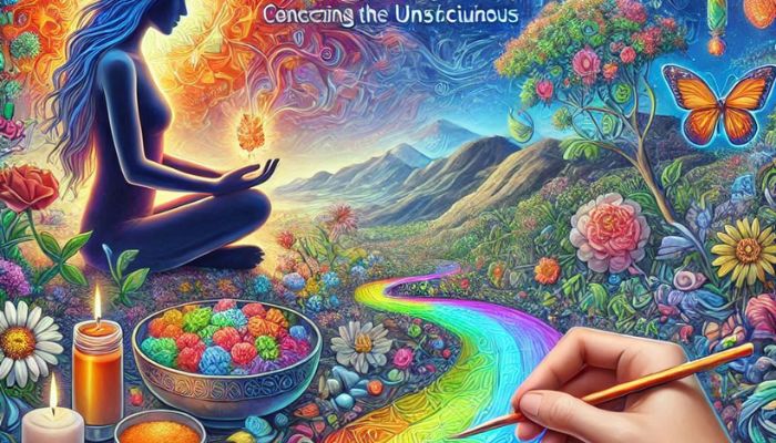 "瞑想をしている女性と筆を持って絵を描いている女性の画像"