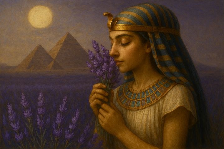 古代の神秘性とラベンダーの癒しを象徴