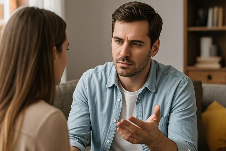 良かれと思ってアドバイスをする男性と戸惑う相手