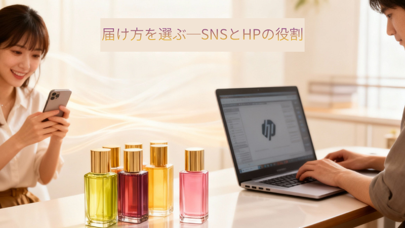 SNSとHPの違い」を象徴する2つの画像