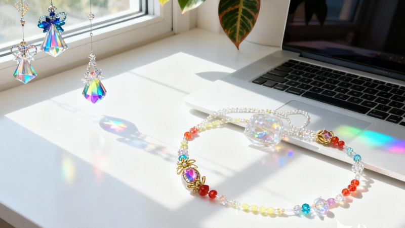 パソコンとサンキャッチャー・カラーセラピーの上級講座の作品