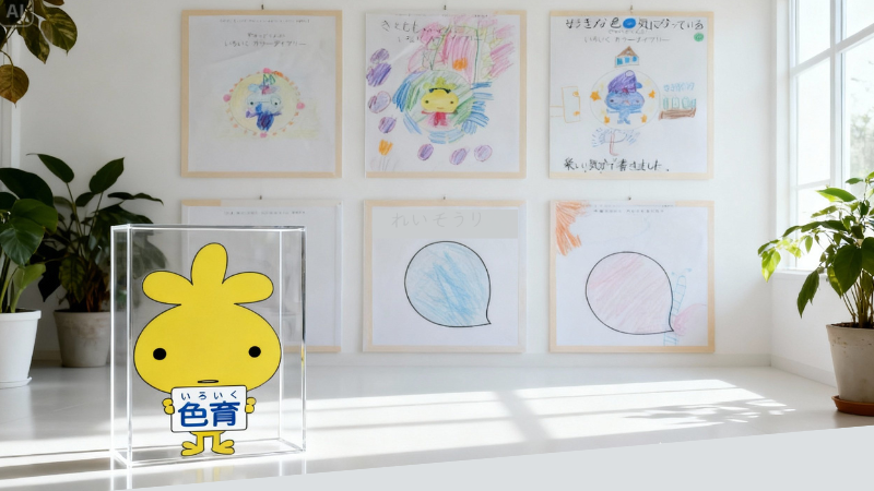 色でお話しできる色育のカラーダイアリー体験版の展示風景