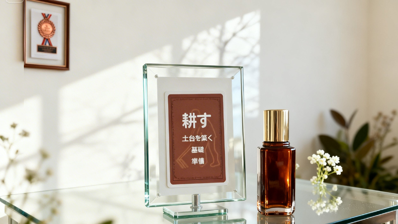 銅メダルを象徴するダークトーンのインフィニティカード｜耕す・根づく・継続