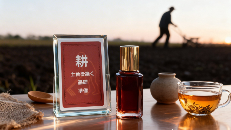 学びの土台を耕すことを表す銅色のインフィニティカード