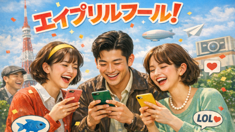 スマホを手にSNSで冗談を楽しむ様子